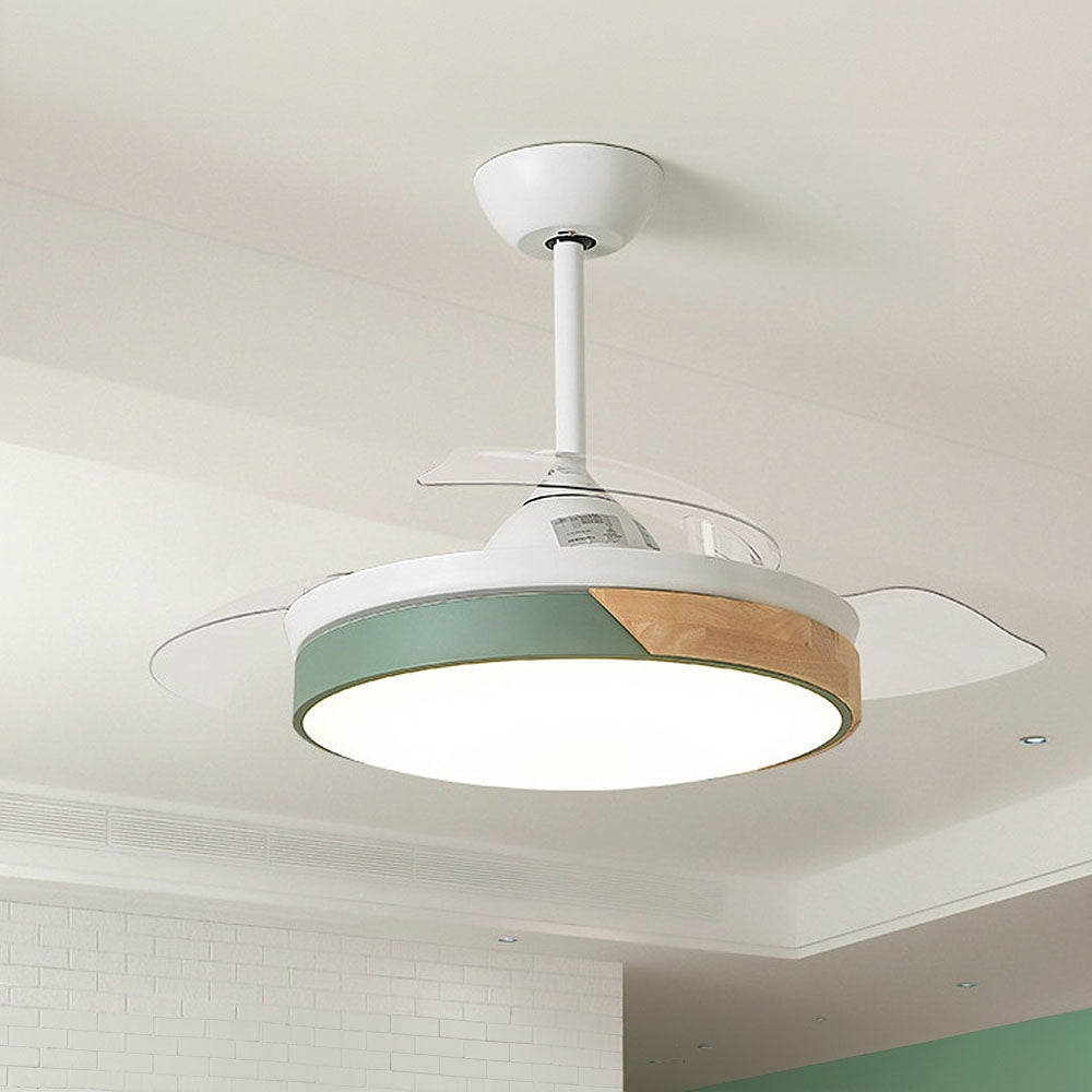 Acrylic Macaron-Inspired Ceiling Fan with Light for Restaurants - Stylish and Functional Lighting Solution