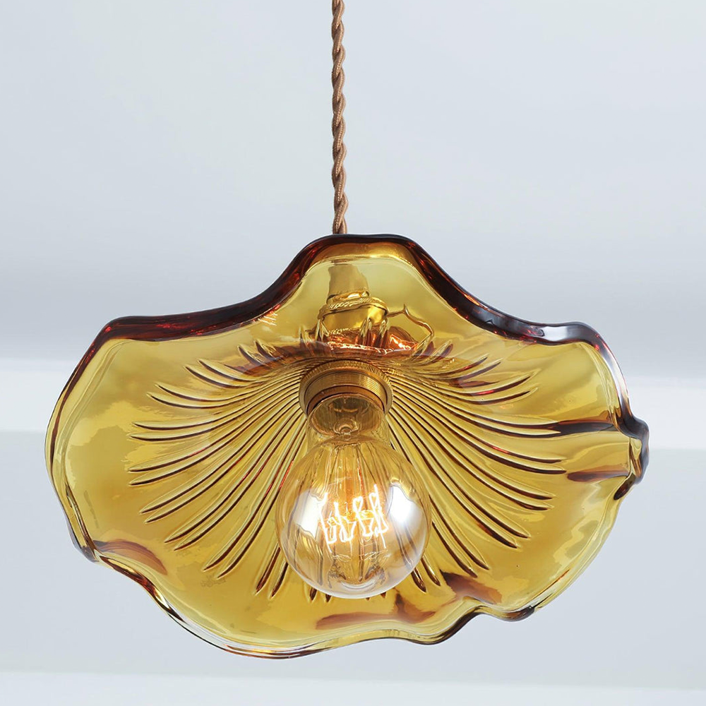 Elegant Hibiscus Flower Glass Pendant Light Fixture for Chic Home Décor and Ambient Illumination