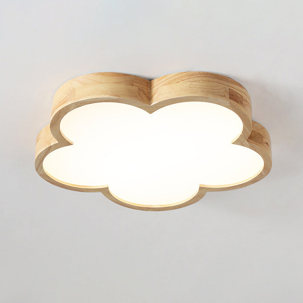 Wabi-Sabi Wooden Floral LED Ceiling Light Fixture for Bedroom Ambience and Aesthetic Illumination