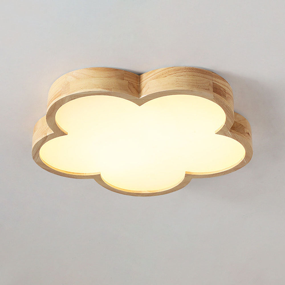 Wabi-Sabi Wooden Floral LED Ceiling Light Fixture for Bedroom Ambience and Aesthetic Illumination