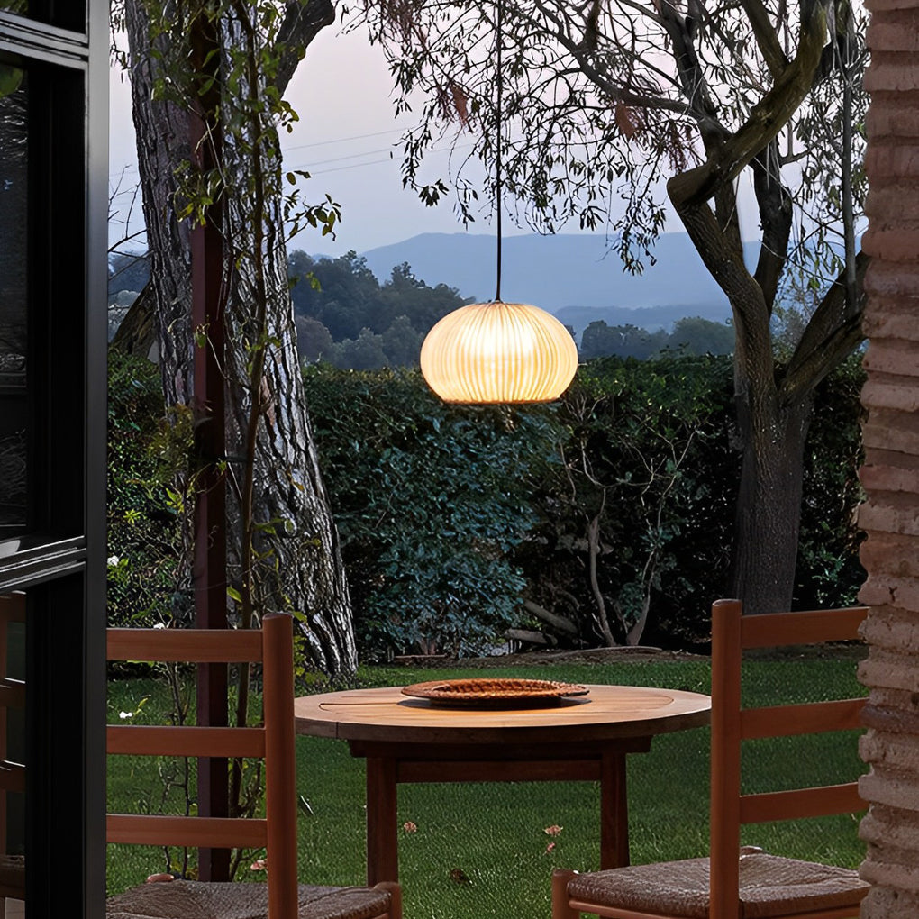 Lampada a sospensione da esterno in rattan impermeabile