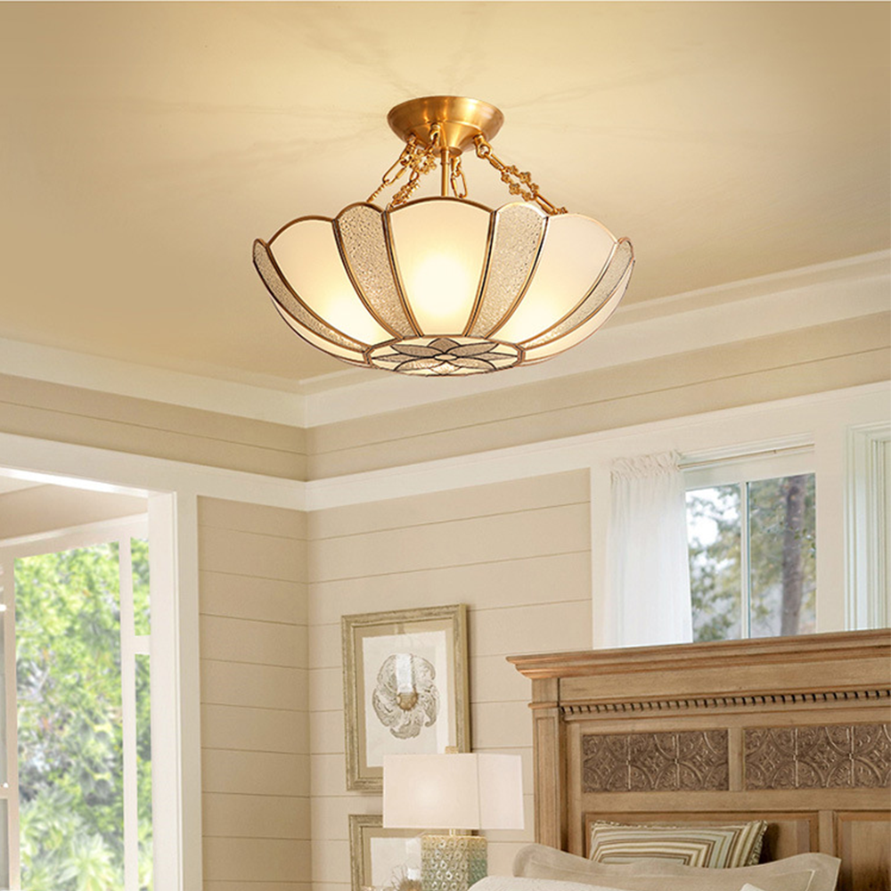 Elegant Traditional Semi Flush Glass Ceiling Light Fixture for Timeless Home Illumination and Style