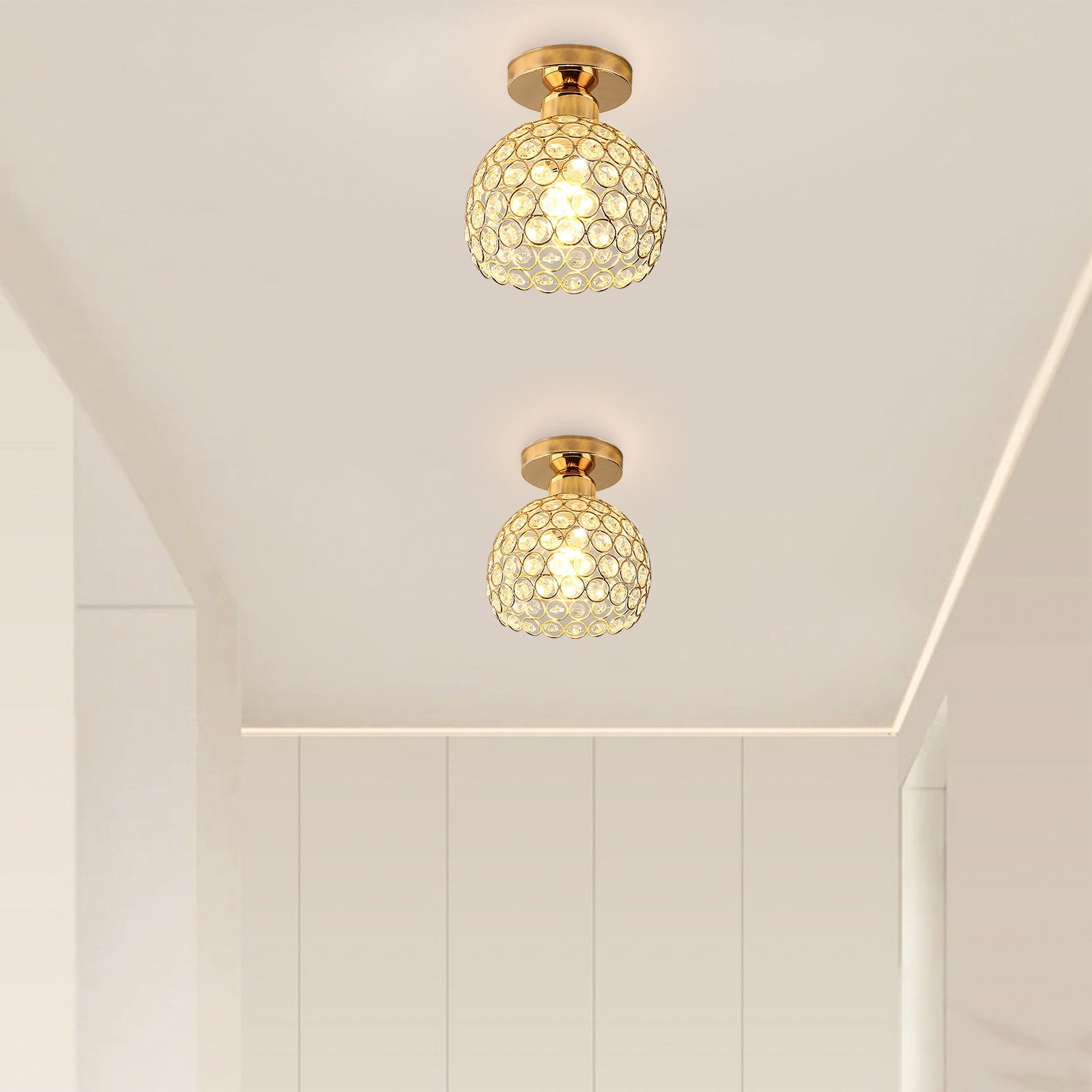 Contemporary Gold Glass Ceiling Light for Hallway - Elegant Modern Design Lighting Fixture for Stylish Home Interiors