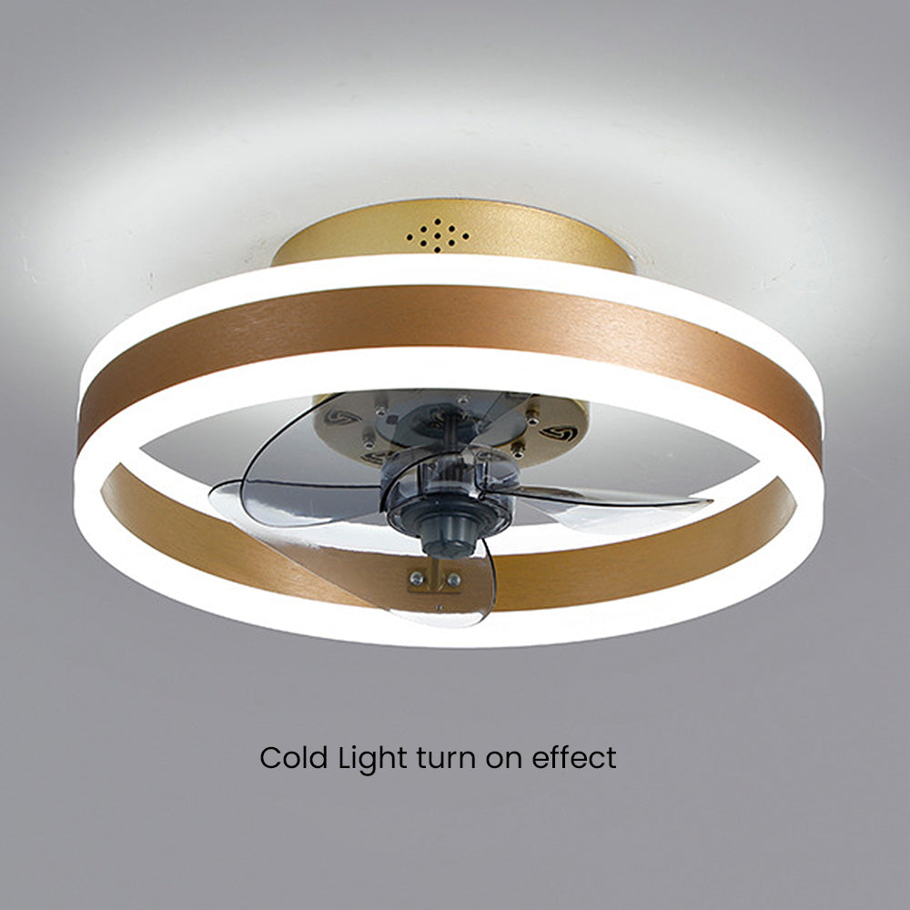 Simple Round Ceiling Fan with LED Light for Bedroom - Stylish and Efficient Home Lighting and Cooling Solution