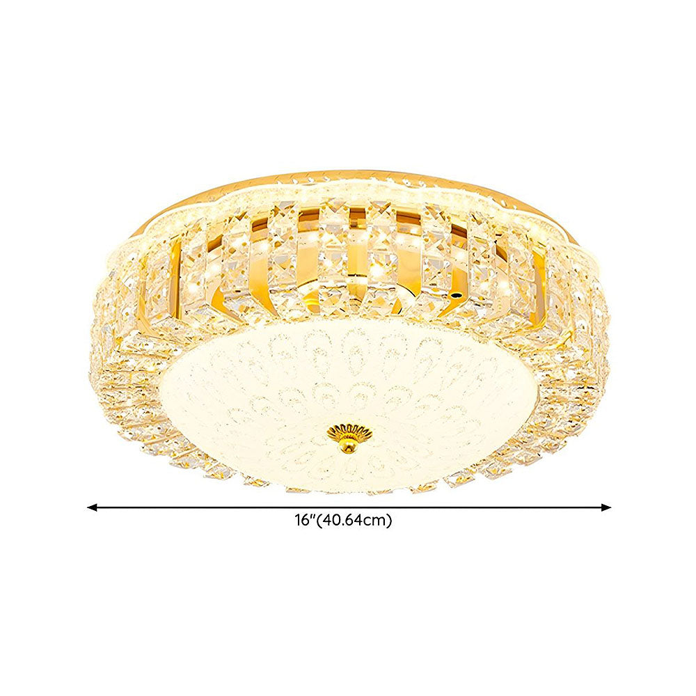 Contemporary Round Crystal Ceiling Light Fixture for Bedroom Elegance and Style - Perfect Lighting Solution for Modern Homes