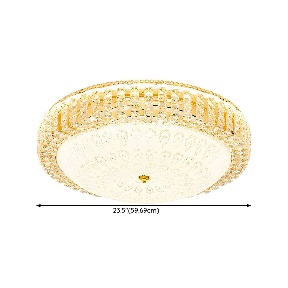 Contemporary Round Crystal Ceiling Light Fixture for Bedroom Elegance and Style - Perfect Lighting Solution for Modern Homes