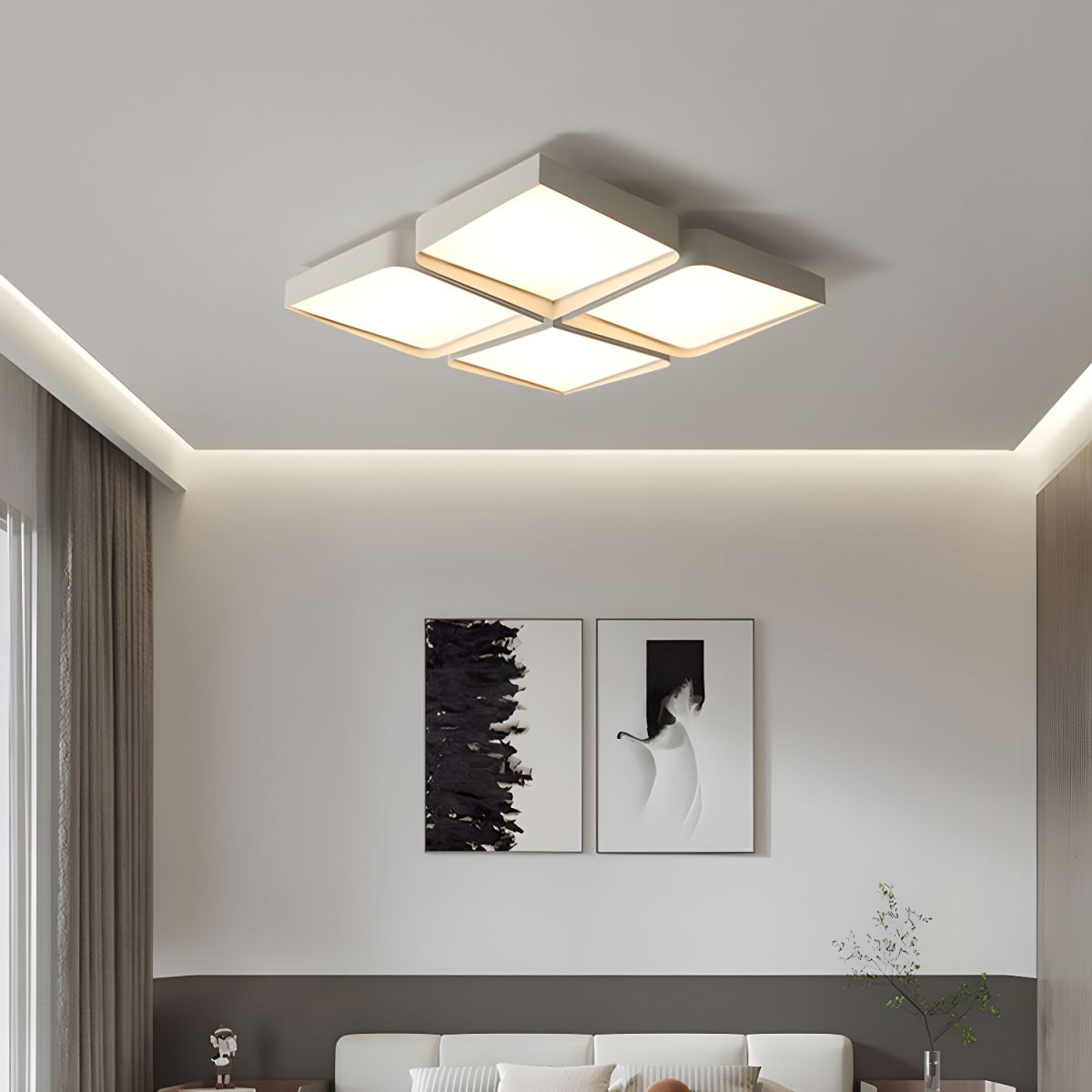 Modern Square Flush Mount Ceiling Light Fixture for Stylish Home Illumination - Sleek Design for Any Room