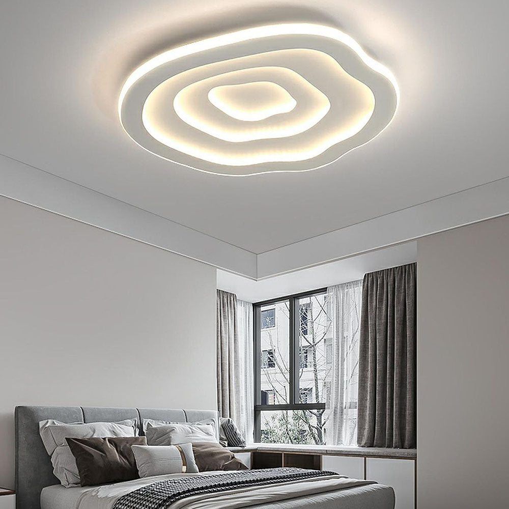 Sleek Modern White Geometric LED Ceiling Light Fixture for Stylish Bedroom Illumination and Contemporary Home Décor