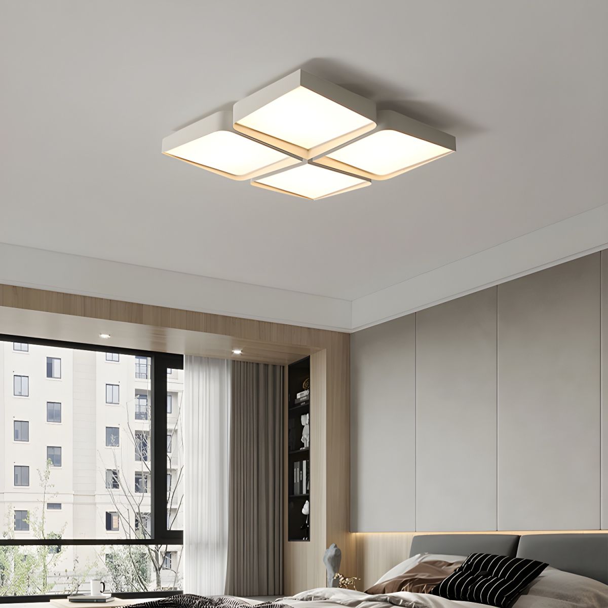 Modern Square Flush Mount Ceiling Light Fixture for Stylish Home Illumination - Sleek Design for Any Room