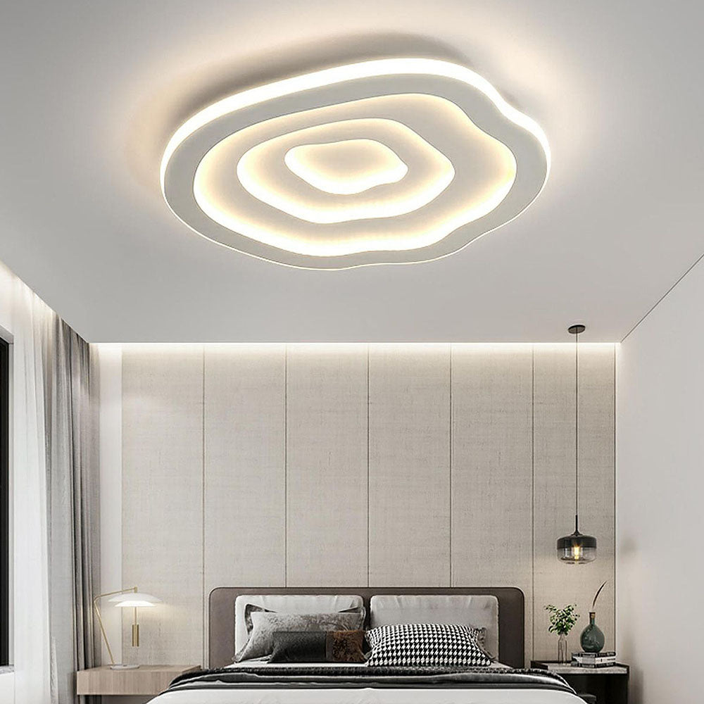 Sleek Modern White Geometric LED Ceiling Light Fixture for Stylish Bedroom Illumination and Contemporary Home Décor