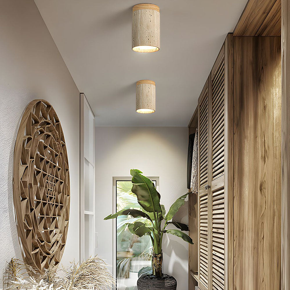 Wooden Simplicity Cylindrical Ceiling Light for Hallway – Elegant and Modern Lighting Solution for Your Home