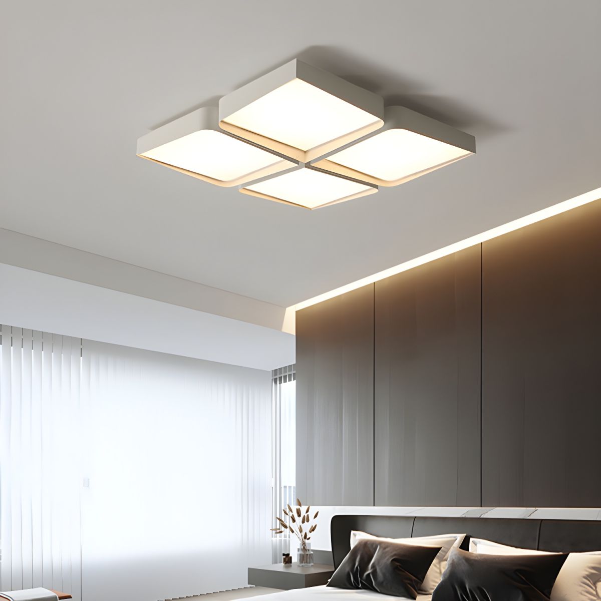 Modern Square Flush Mount Ceiling Light Fixture for Stylish Home Illumination - Sleek Design for Any Room