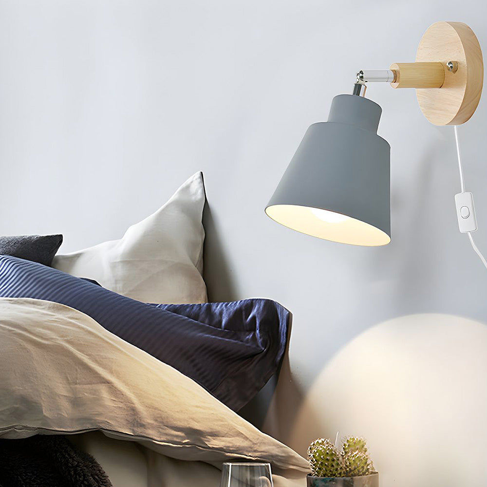 Applique murale avec accent en bois pour chambre à coucher