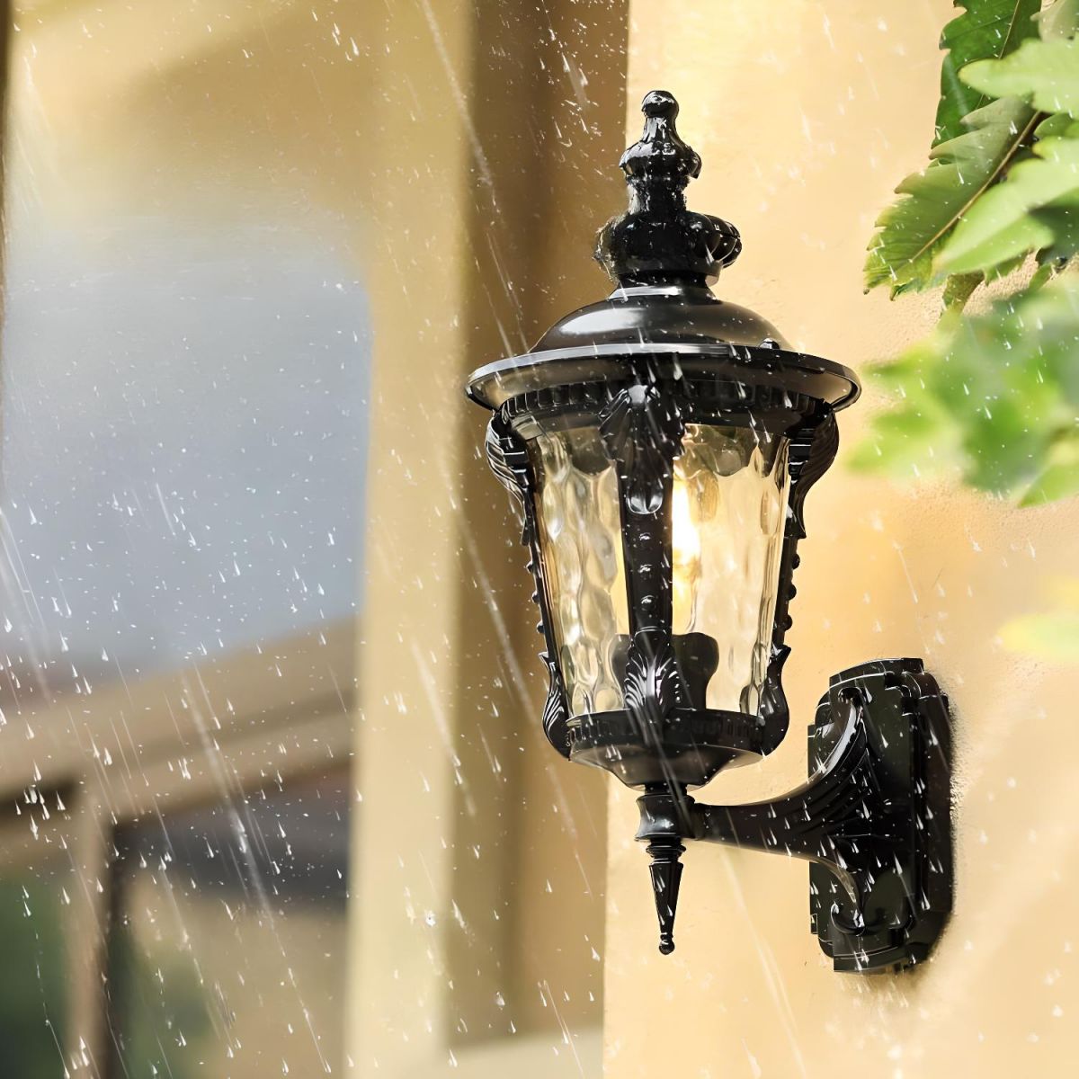 Classic Vintage-Style Glass Outdoor Wall Light Fixture for Elegant Garden and Patio Illumination