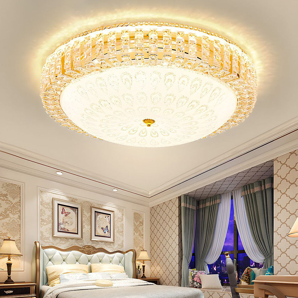 Contemporary Round Crystal Ceiling Light Fixture for Bedroom Elegance and Style - Perfect Lighting Solution for Modern Homes