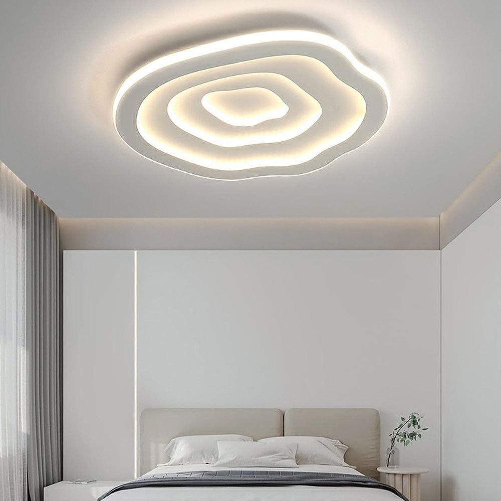 Sleek Modern White Geometric LED Ceiling Light Fixture for Stylish Bedroom Illumination and Contemporary Home Décor