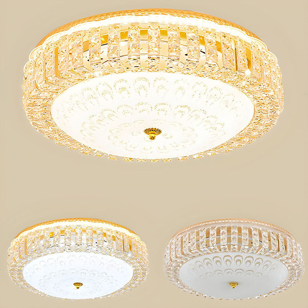 Contemporary Round Crystal Ceiling Light Fixture for Bedroom Elegance and Style - Perfect Lighting Solution for Modern Homes