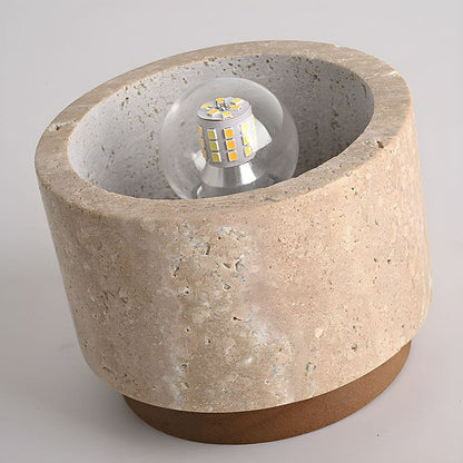 Plafonnier Cylindre en Bois à Montage Affleurant