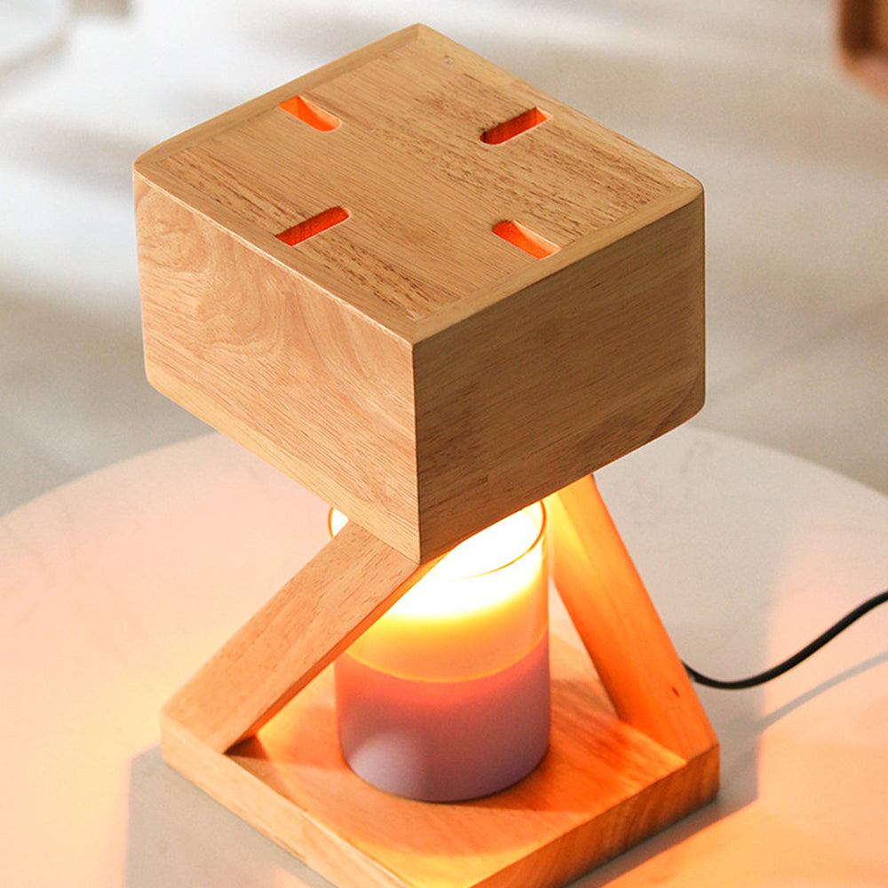 Contemporary Wooden Square Mini Candle Lamp for Bedroom Ambience and Warmth - Stylish Home Decor Lighting Solution