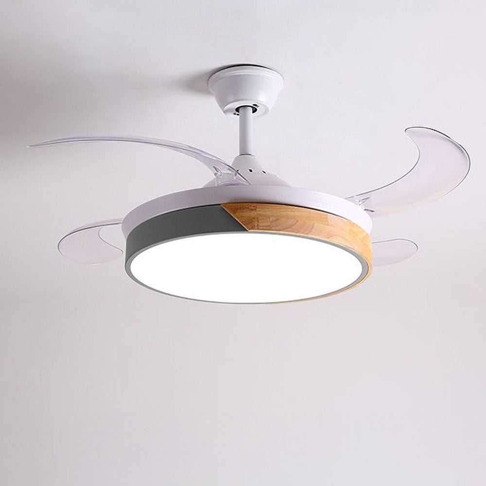 Acrylic Macaron-Inspired Ceiling Fan with Light for Restaurants - Stylish and Functional Lighting Solution