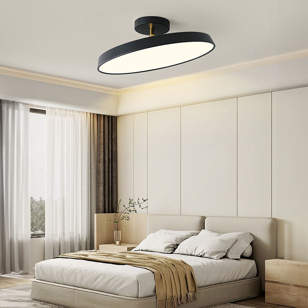 Minimalist White LED Semi-Flush Ceiling Light Fixture for Bedroom Ambience and Modern Home Decor