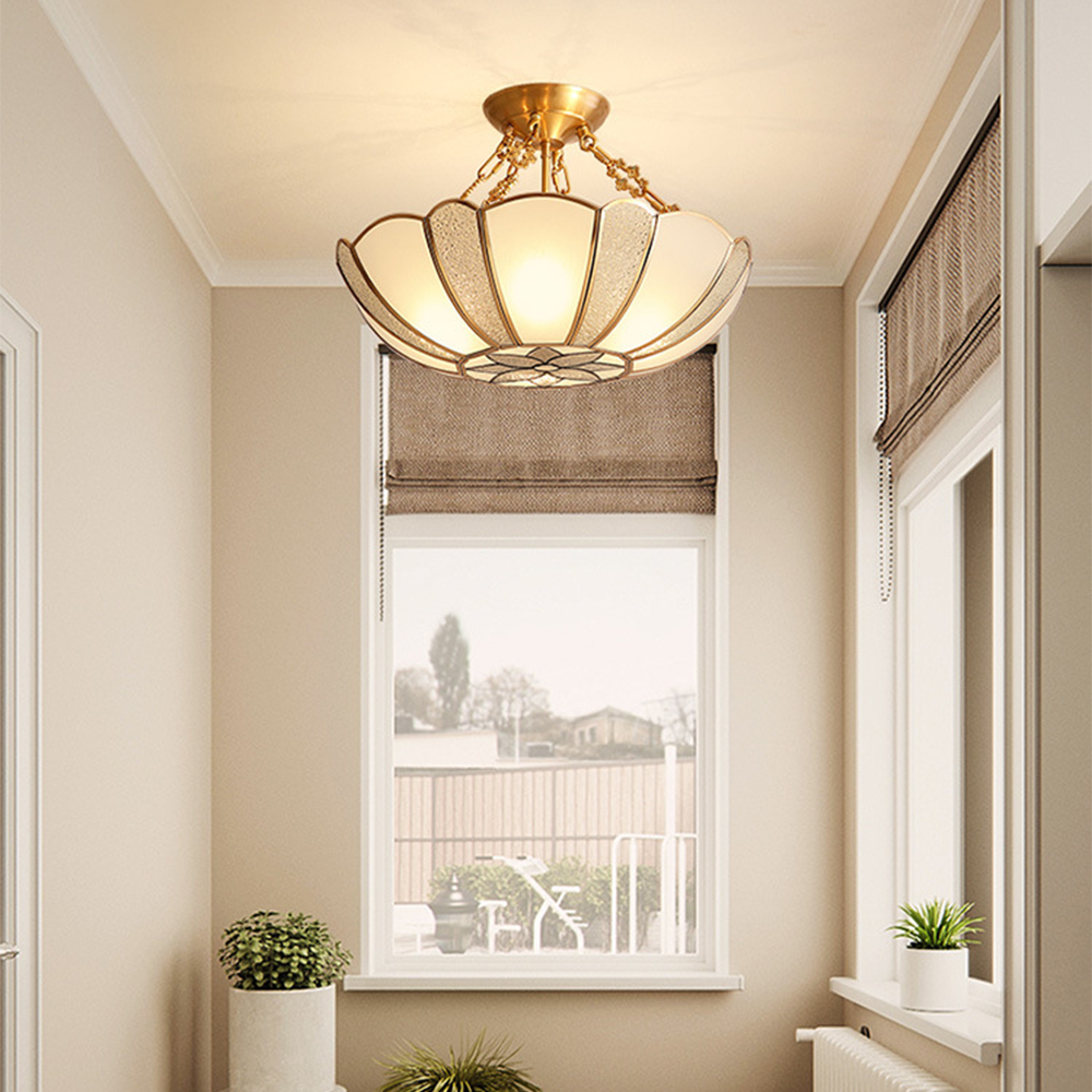 Elegant Traditional Semi Flush Glass Ceiling Light Fixture for Timeless Home Illumination and Style