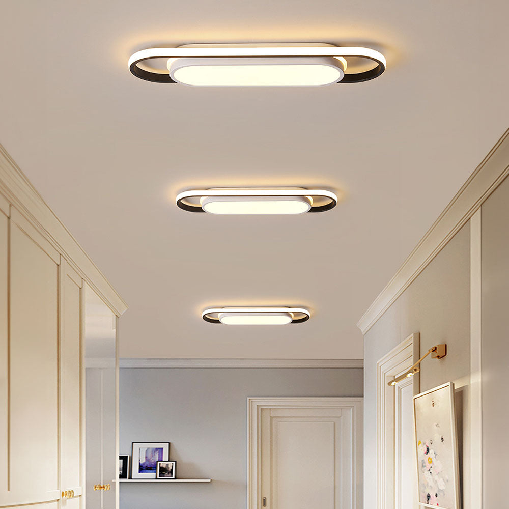 Sleek Black LED Corridor Ceiling Lights - Long, Low Profile Design for Modern Hallways and Spaces, Perfect for Subtle Illumination