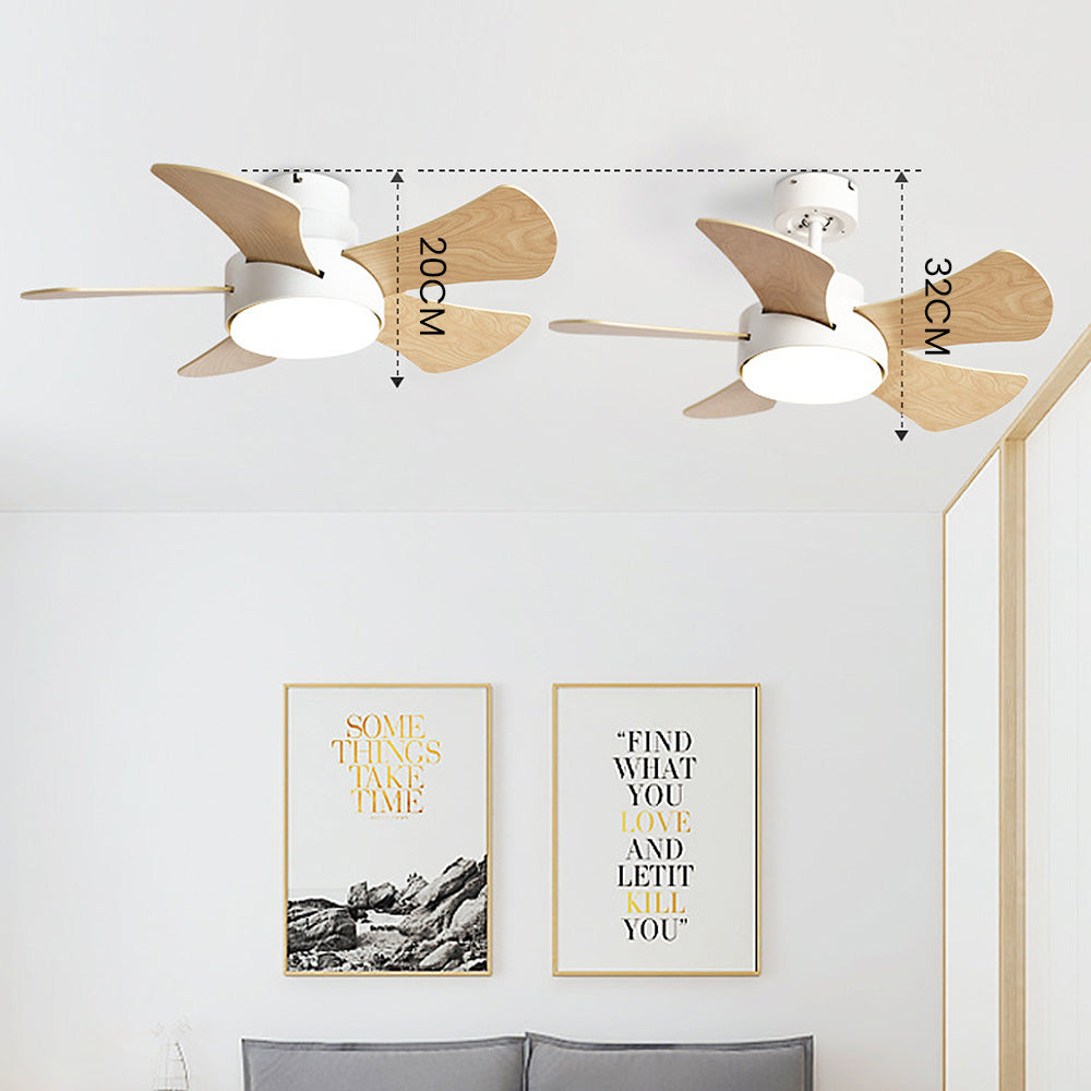 Contemporary Wood Semi-Flush Ceiling Fan with Integrated Lighting for Stylish Home Comfort and Modern Decor