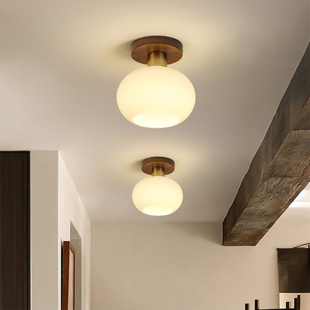 Nordic Walnut Minimalist Ceiling Light for Hallways – Elegant, Modern Lighting Fixture for Stylish Home Interiors