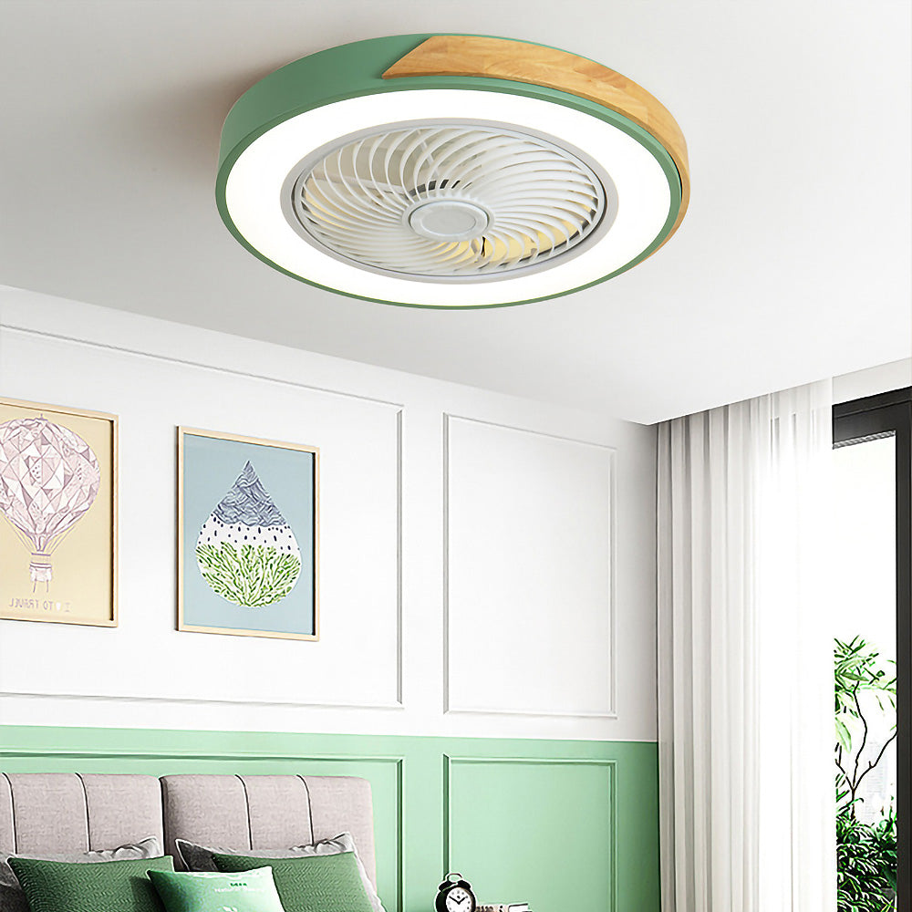 Modern Round Wooden Ceiling Fan with Energy-Efficient LED Lights for Stylish Home Illumination and Air Circulation