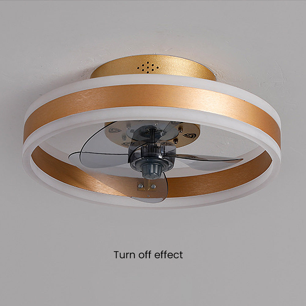 Simple Round Ceiling Fan with LED Light for Bedroom - Stylish and Efficient Home Lighting and Cooling Solution