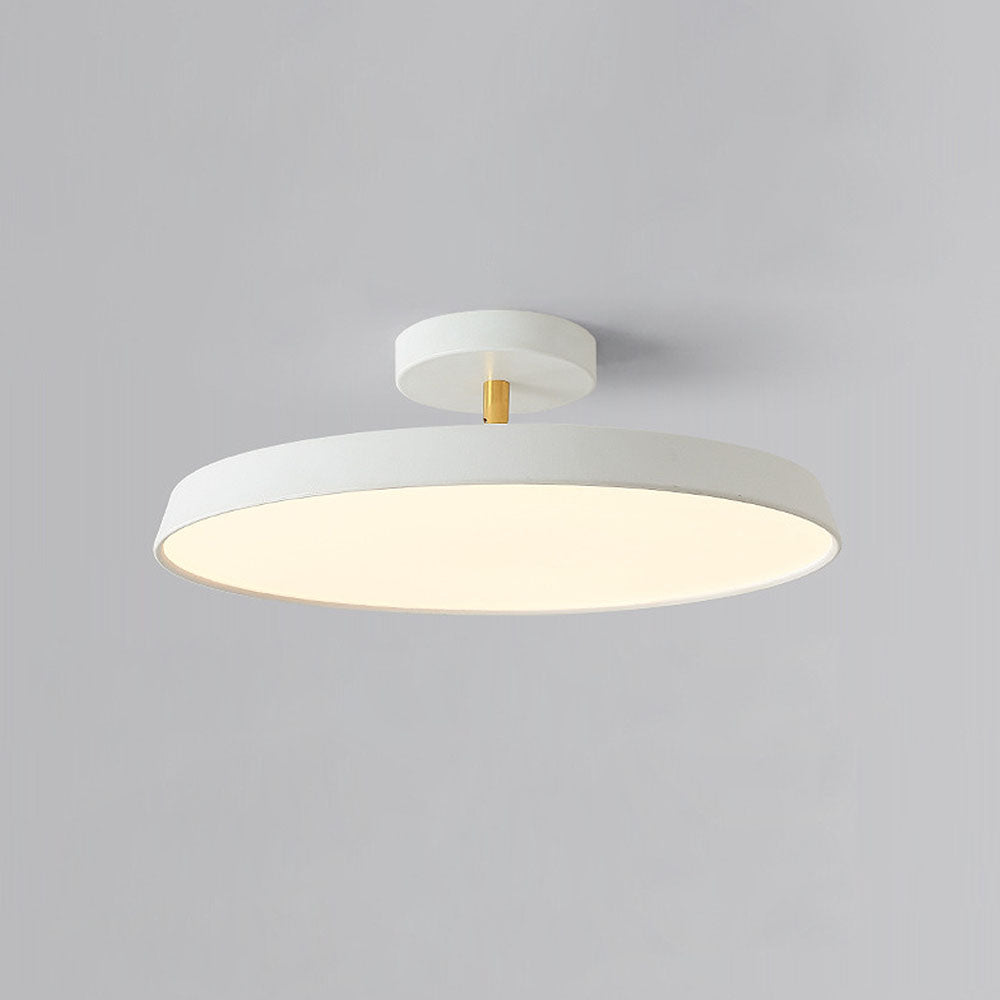 Minimalist White LED Semi-Flush Ceiling Light Fixture for Bedroom Ambience and Modern Home Decor