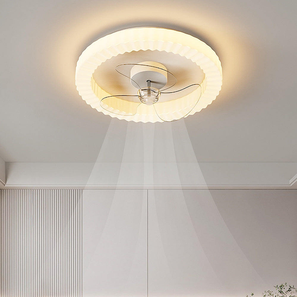 White Round Ceiling Fan with LED Lighting for Bedroom – Stylish and Efficient Home Ceiling Light and Air Circulator