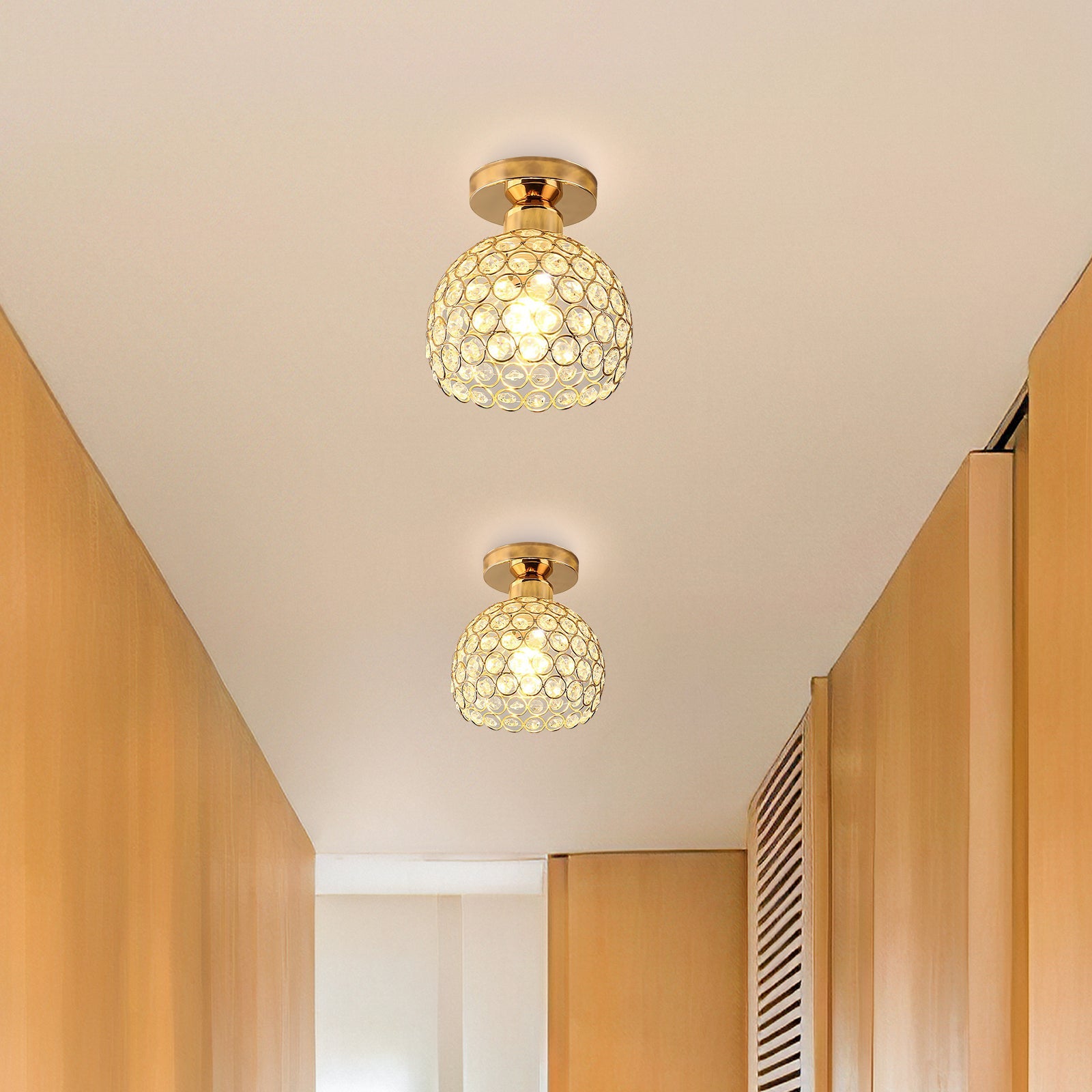 Contemporary Gold Glass Ceiling Light for Hallway - Elegant Modern Design Lighting Fixture for Stylish Home Interiors