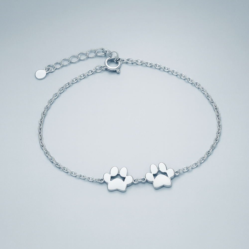 Bracelet Personalized Paw Print Engraved Stainless Steel Adjustable
