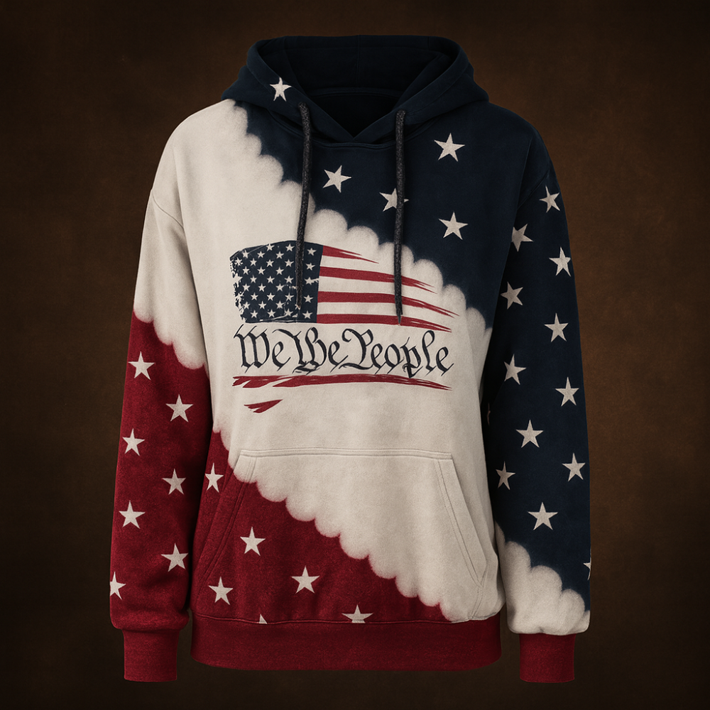 Damen American Flag Pullover Hoodie Patriotischer Pullover