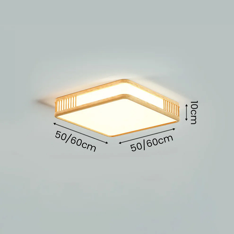 Modern Acrylic and Wood Square LED Ceiling Light Fixture for Stylish Home Illumination and Contemporary Interior Design