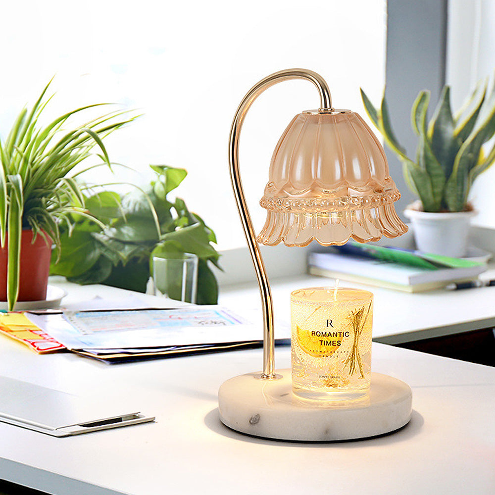 Elegant Glass Flower-Shaped Mini Candle Warming Lamp for Ambient Lighting and Home Décor