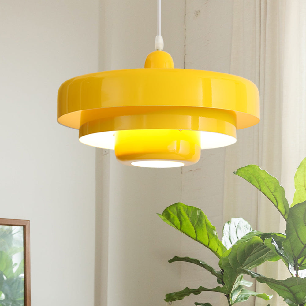 Lampa wisząca w stylu mid-century pomarańczowa metalowa oprawa