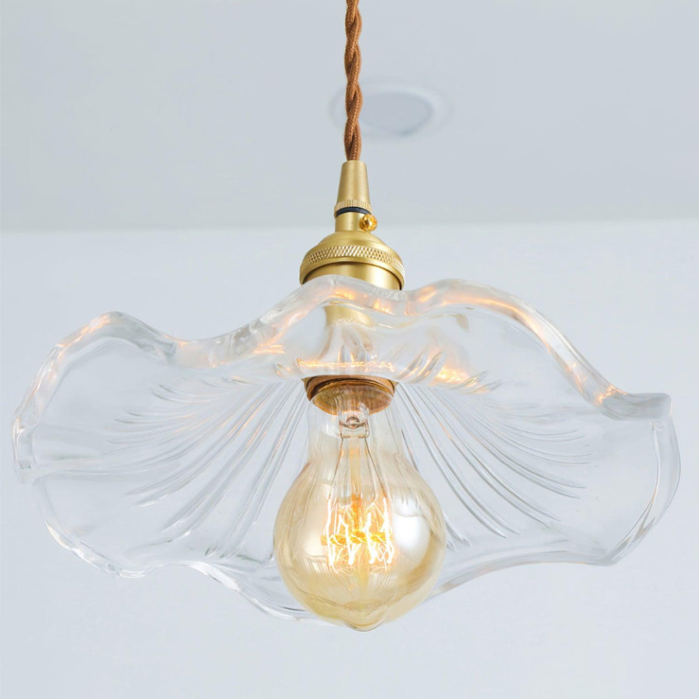 Elegant Hibiscus Flower Glass Pendant Light Fixture for Chic Home Décor and Ambient Illumination