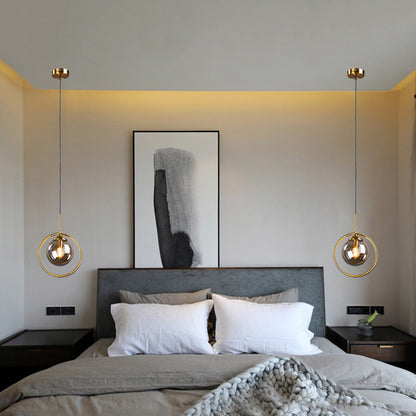 Glass Pendant Light with Gold Frame Finish