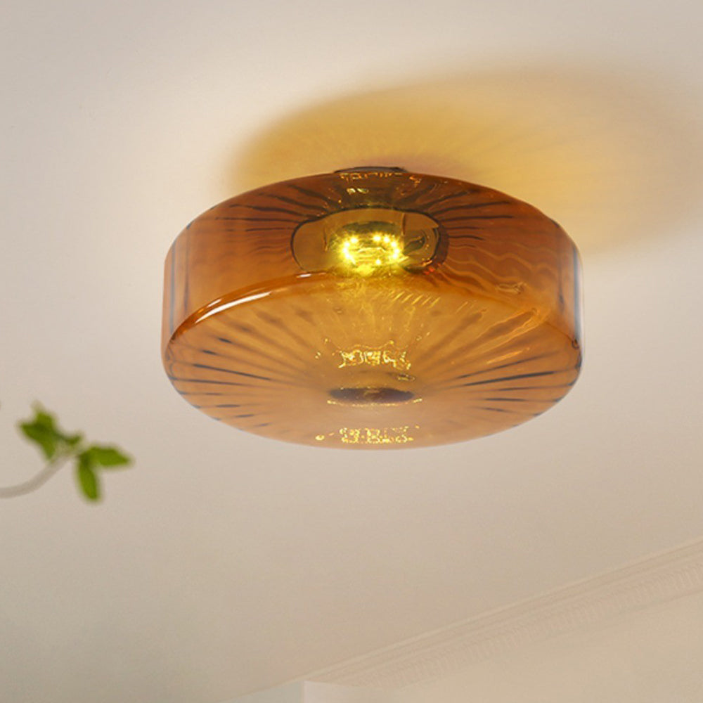 Medieval-Style Glass Corrugated Ceiling Light Fixture for Elegant Home Illumination and Vintage Decor