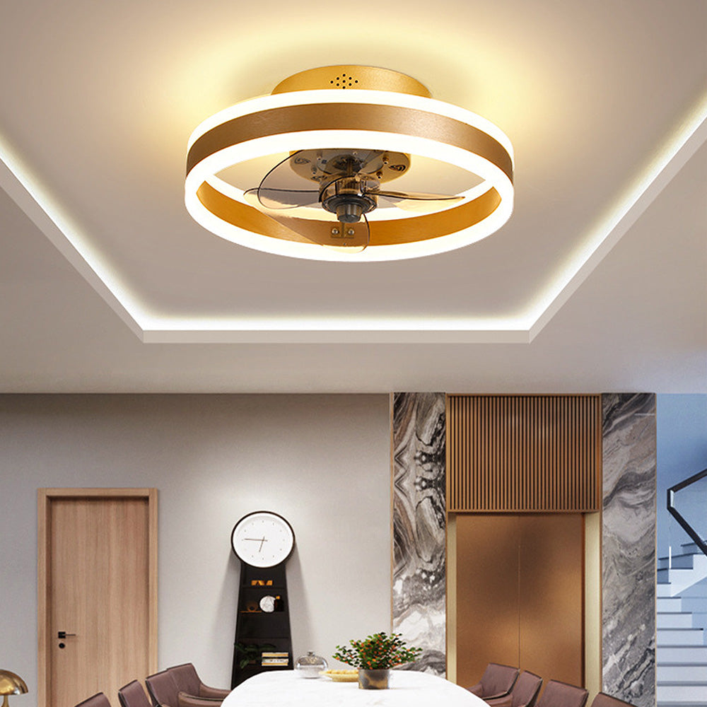 Simple Round Ceiling Fan with LED Light for Bedroom - Stylish and Efficient Home Lighting and Cooling Solution