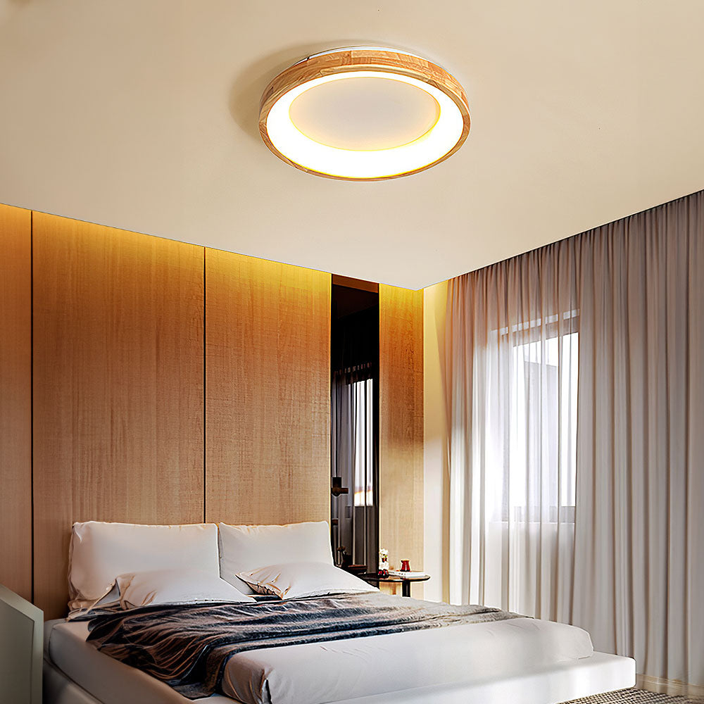 Minimalist Disc Wood LED Ceiling Light for Bedroom – Stylish and Modern Illumination for Contemporary Spaces