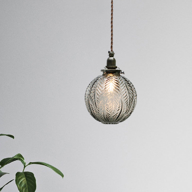 Pendant Light with Vintage Glass Globe Shade