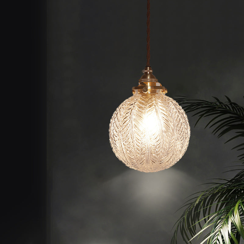Pendant Light with Vintage Glass Globe Shade