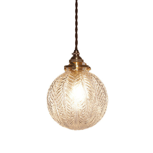 Pendant Light with Vintage Glass Globe Shade