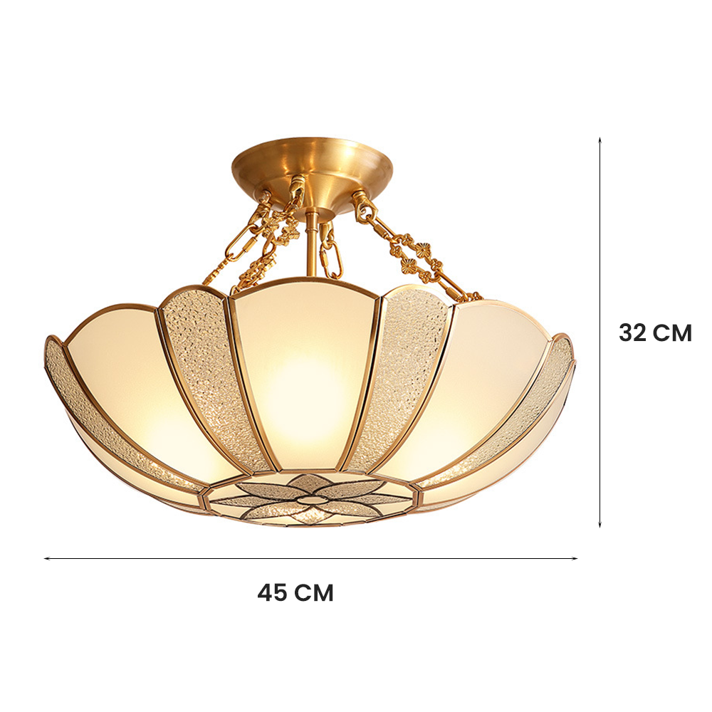 Elegant Traditional Semi Flush Glass Ceiling Light Fixture for Timeless Home Illumination and Style