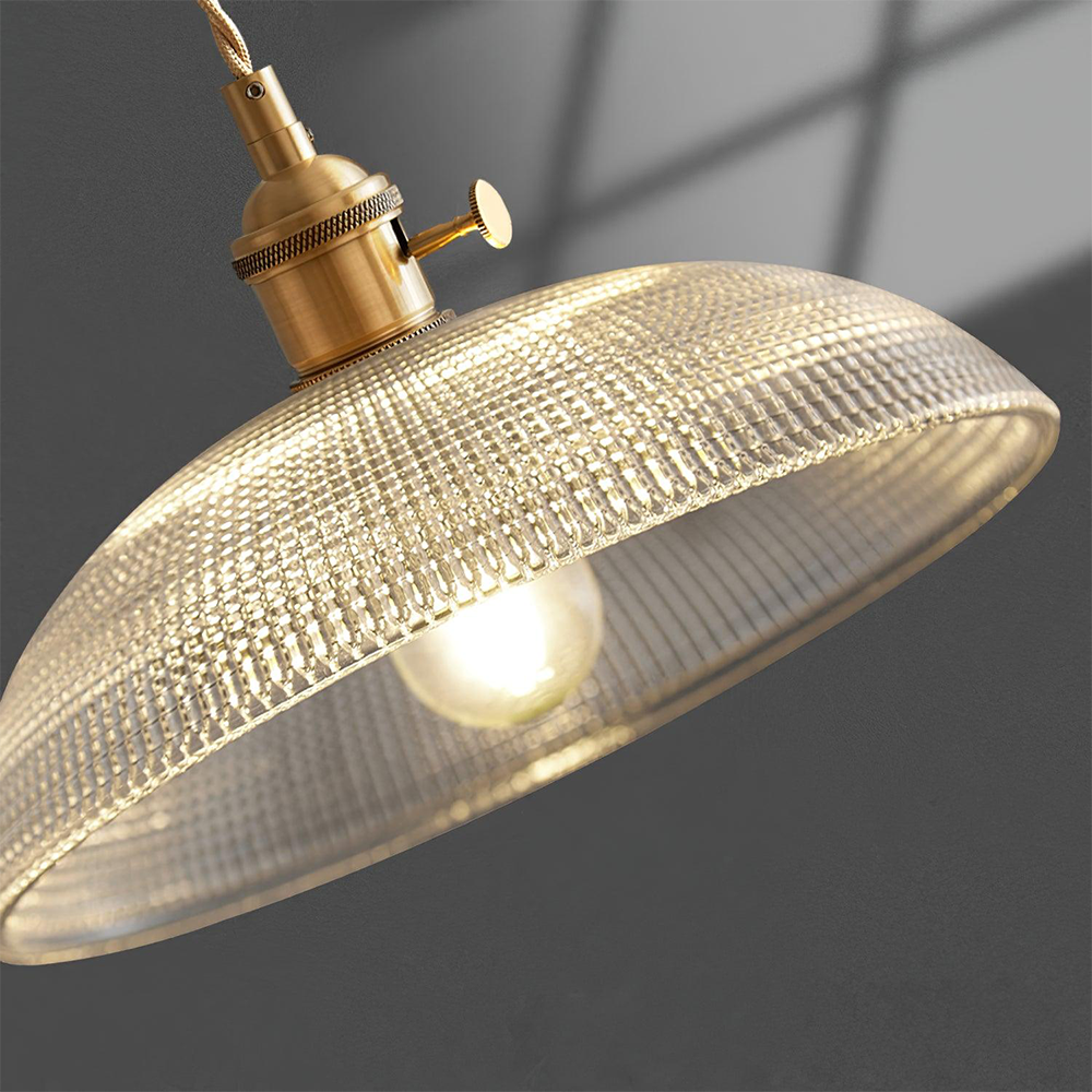 Pendant Light with Ribbed Glass Shade