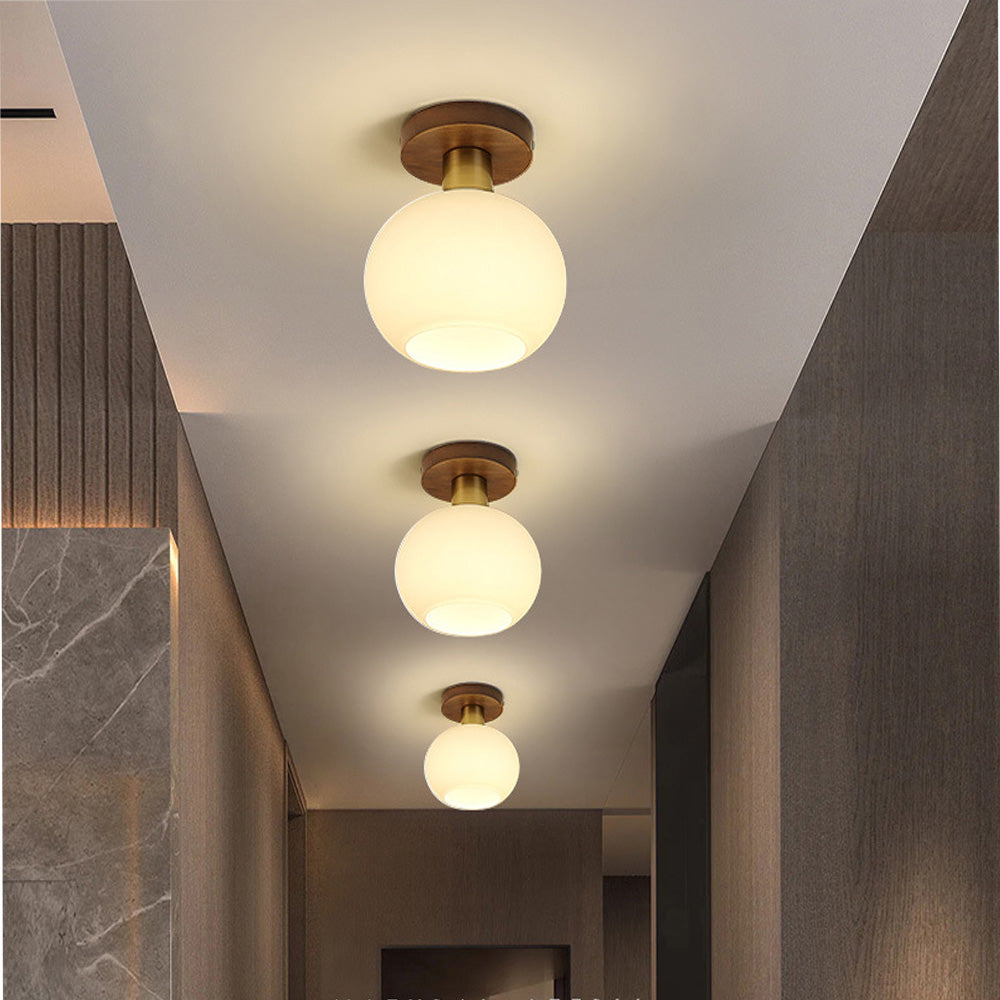 Nordic Walnut Minimalist Ceiling Light for Hallways – Elegant, Modern Lighting Fixture for Stylish Home Interiors